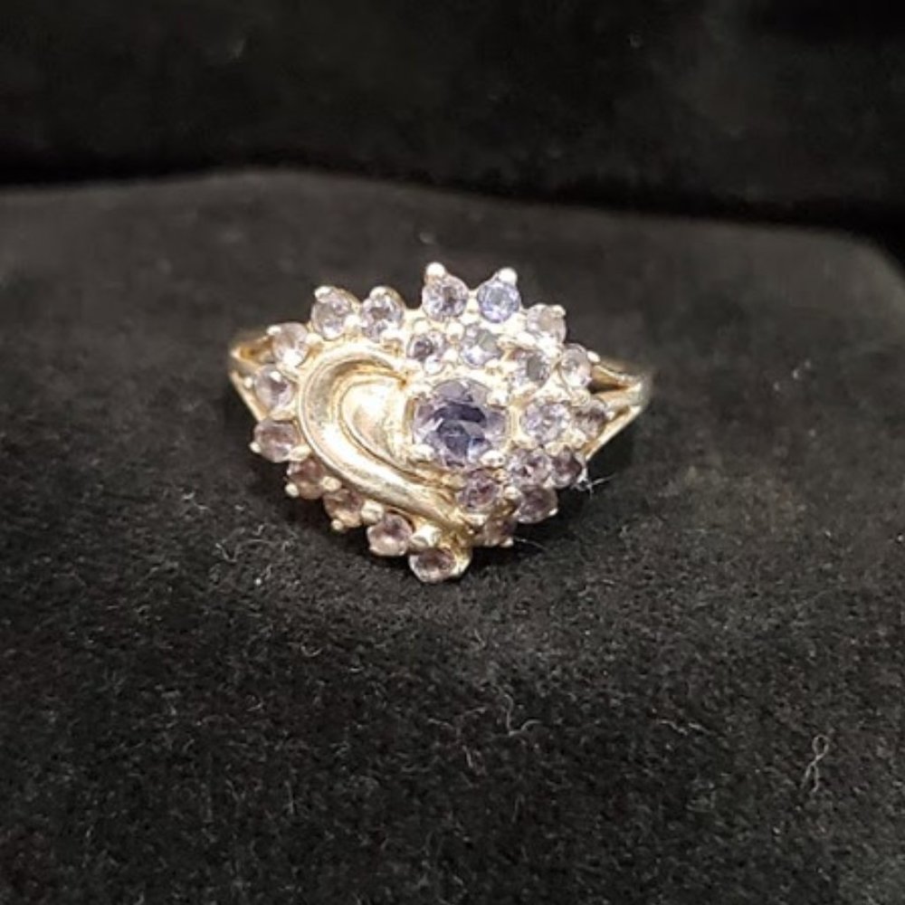 Amethyst Heart Ring 925 Sterling Silver - Size 9